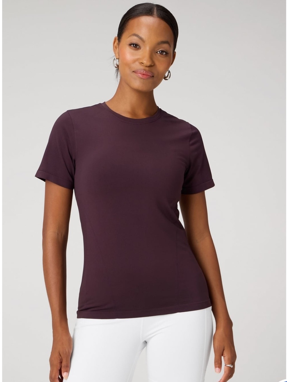 Fabletics Feather Tech+ Short Sleeve Top Oxblood Small Performance Workout Tee